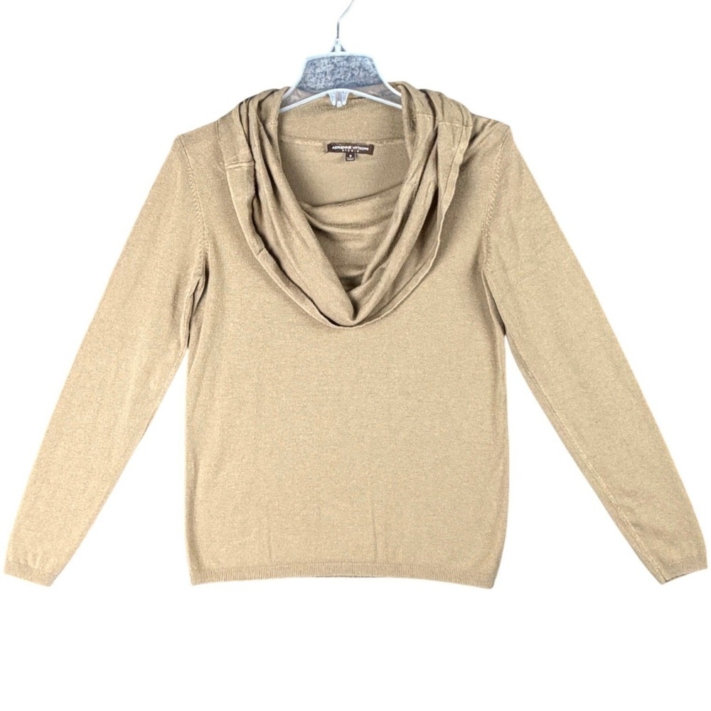 Adrienne Vittadini Studio Women's Size M Cowl Neck Sweater Camel Tan Long Sleeve